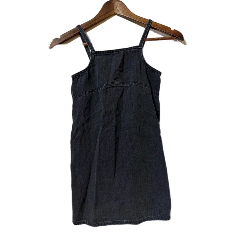 Old Navy Denim Dress Kids L 10-12 Black Excellent Smocked Back Pinafore‎